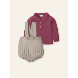 Peto tirante + jersey cuello polo color nuez