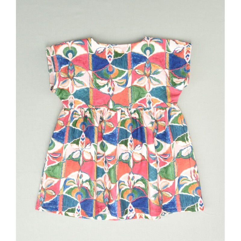 Vestido estampado niña con adornos de lazo en el pecho  Colección primavera-verano 2025 de la marca española José Varón