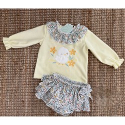 Conjunto pájaro floral