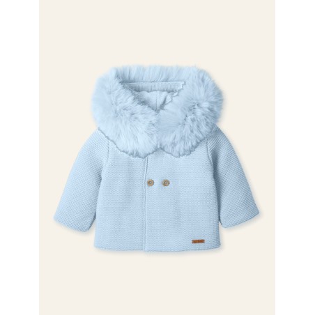 Abrigo punto doble tira pelo artificial