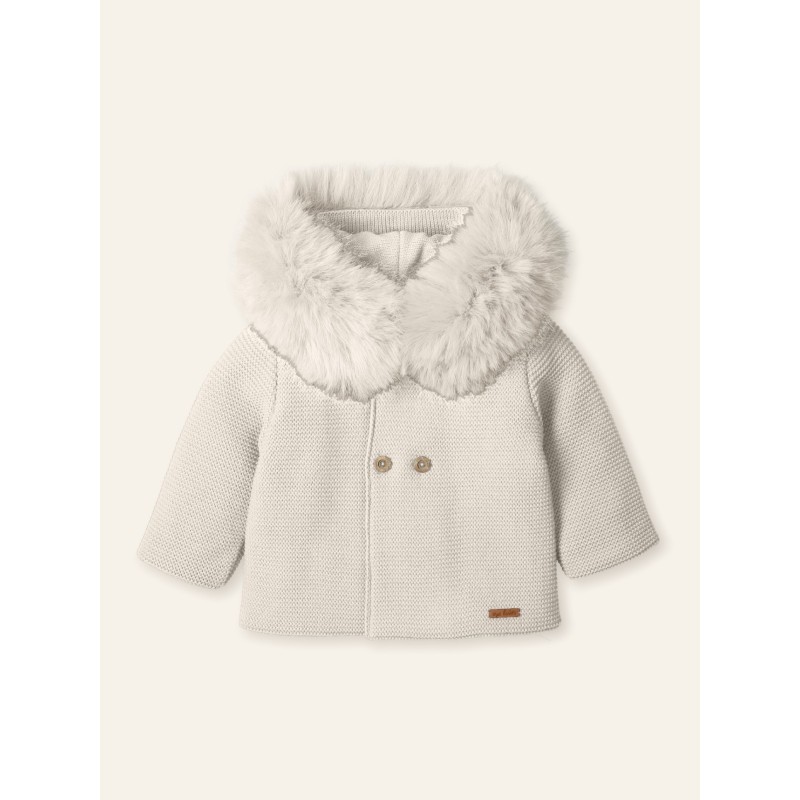 Abrigo punto doble tira pelo artificial