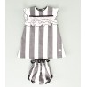 Vestido rayas negras y blancas bebe con detalle volante 2p  Colección primavera-verano 2025 de la marca española José Varón