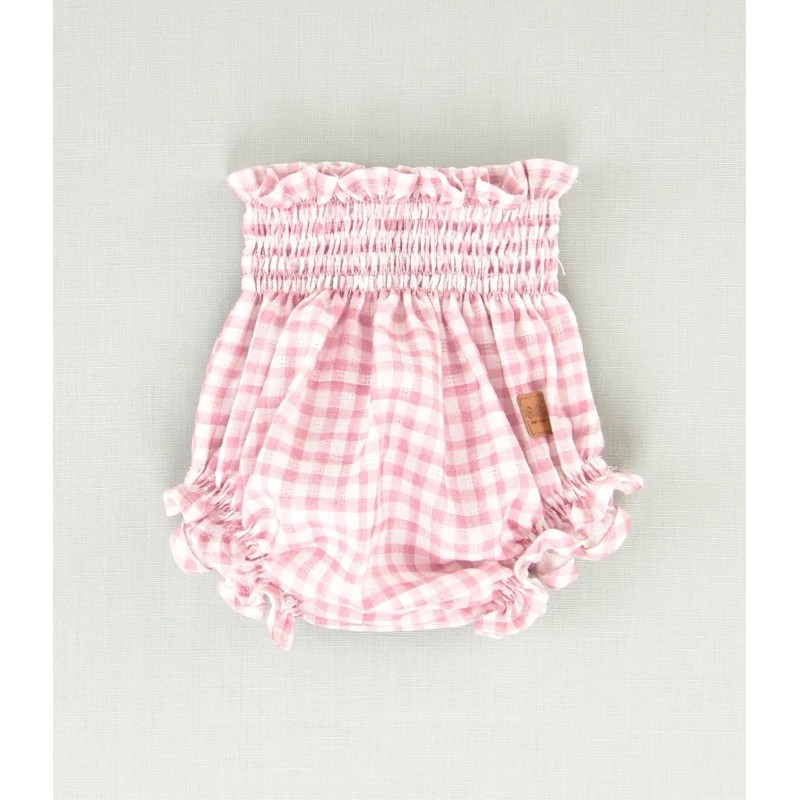 Blusa y braga vichy rosa bebe niña  Colección privamera-verano 2025 de la marca española José Varón