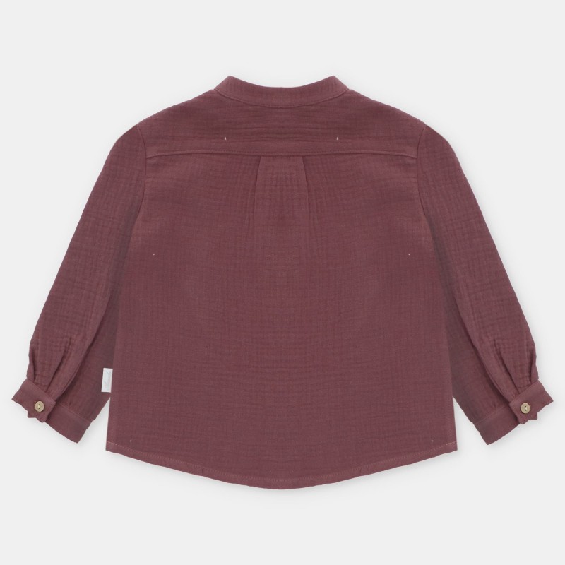 Camisa sin cuello malva de la marca española Martin Aranda