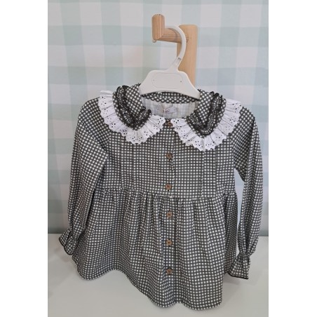 Blusa vichy verde con cuello de la marca española Boetie