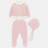Conjunto con polaina punto rosa con borde blanco