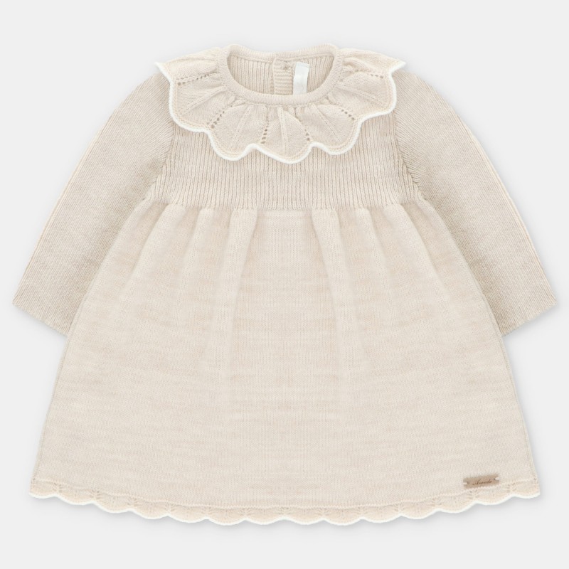 Vestido punto con cuello filo blanco