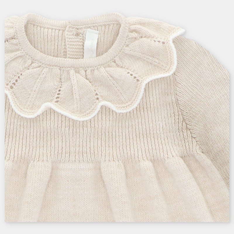 Vestido punto con cuello filo blanco