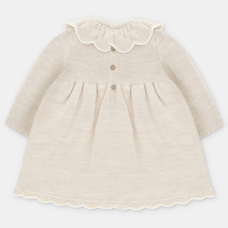 Vestido punto con cuello filo blanco