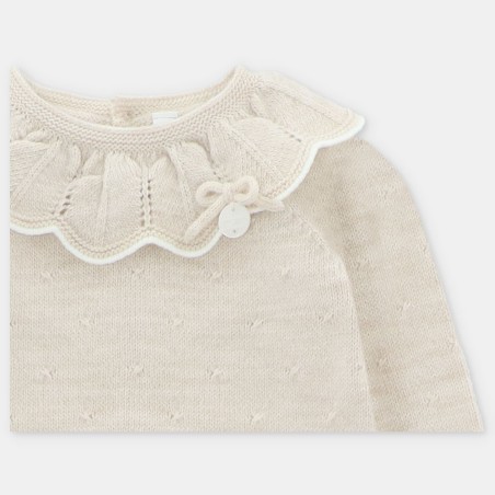 Conjunto polaina punto con cuello filo blanco