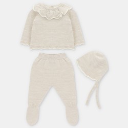 Conjunto polaina punto con cuello filo blanco