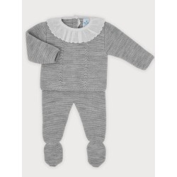 Conjunto dos piezas polaina trenzado con cuello