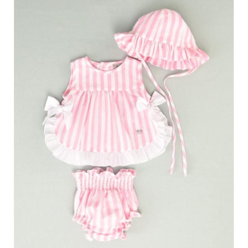 Conjunto niña rayas 3p rosa  Colección primavera-verano 2025 de la marca española José Varón