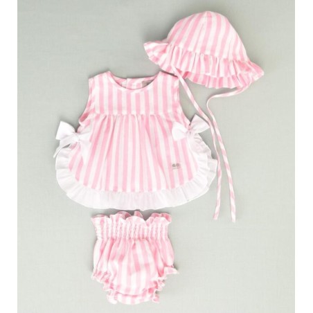 Conjunto niña rayas 3p rosa  Colección primavera-verano 2025 de la marca española José Varón