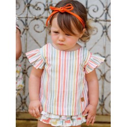 Blusa rayas y braga perritos bebe niña  Colección primavera-verano 2025 de la marca española José Varón