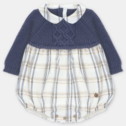 Pelele punto y tela cuadros niño