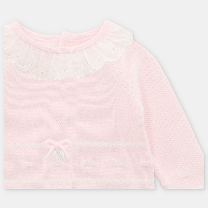 Conjunto niña polaina punto tira bordada