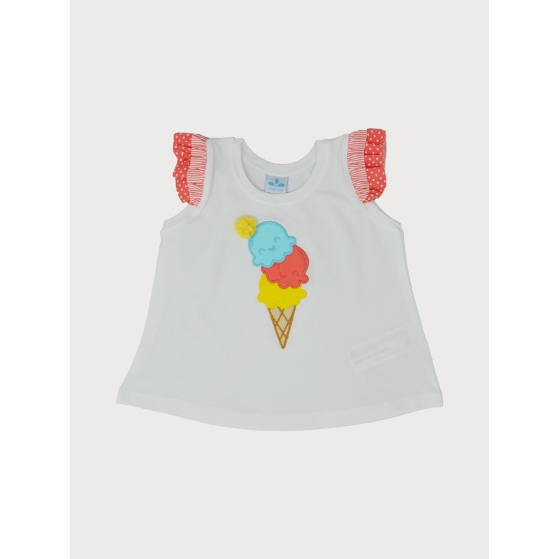 Vestido corto fam. helado con volantes en hombros  Colección primavera-verano 2025