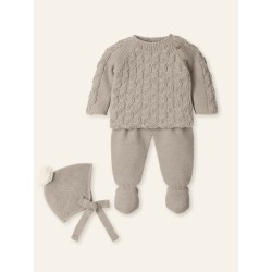 Conjunto tres piezas con polaina trenza gruesa