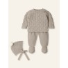 Conjunto tres piezas con polaina trenza gruesa