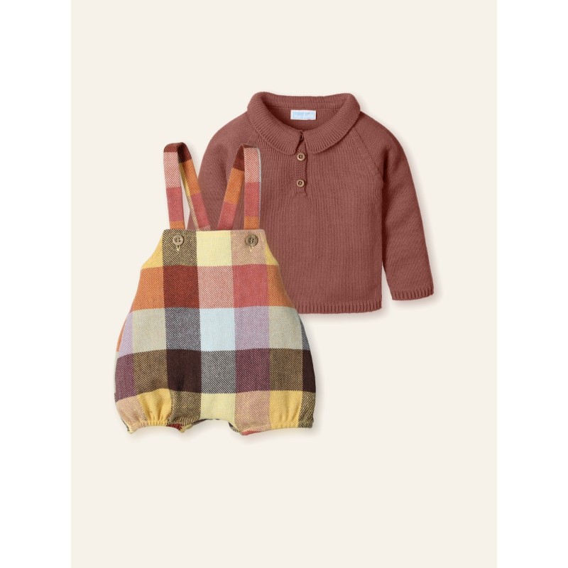 Peto cuadros y jersey punto