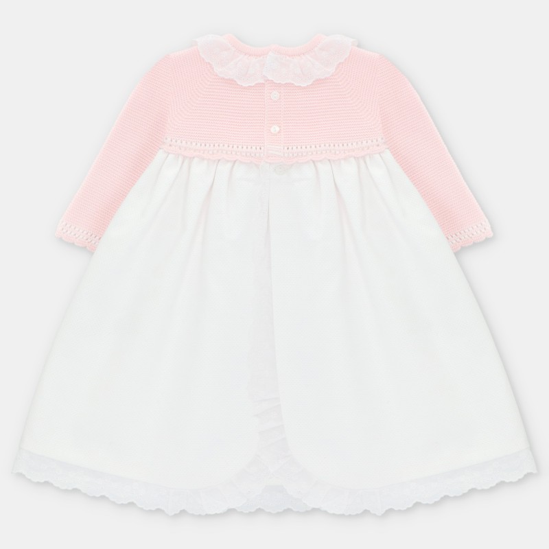 Vestido Faldón punto y tela rosa y blanco de la marca española Martin Aranda