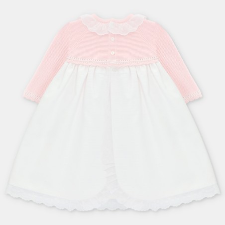 Vestido Faldón punto y tela rosa y blanco de la marca española Martin Aranda