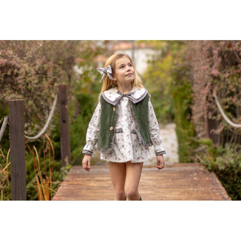 Chaleco reversible pelo-pana verde mara de la marca española boetie