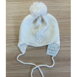 Gorro punto pompon crudo