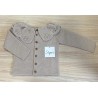 Chaqueta punto beige cuello bordado