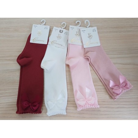 calcetin liso alto con lazo JC