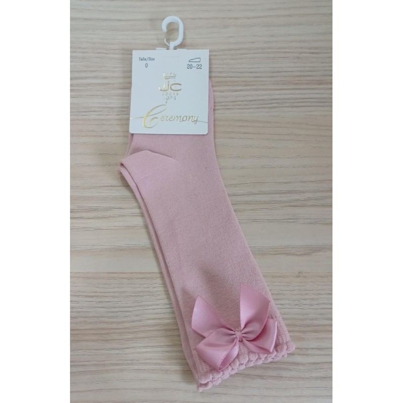 calcetin liso alto con lazo JC
