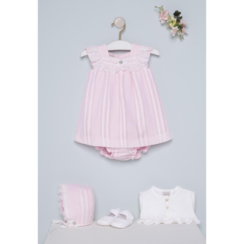 Vestido entredos y braga rosa tiza