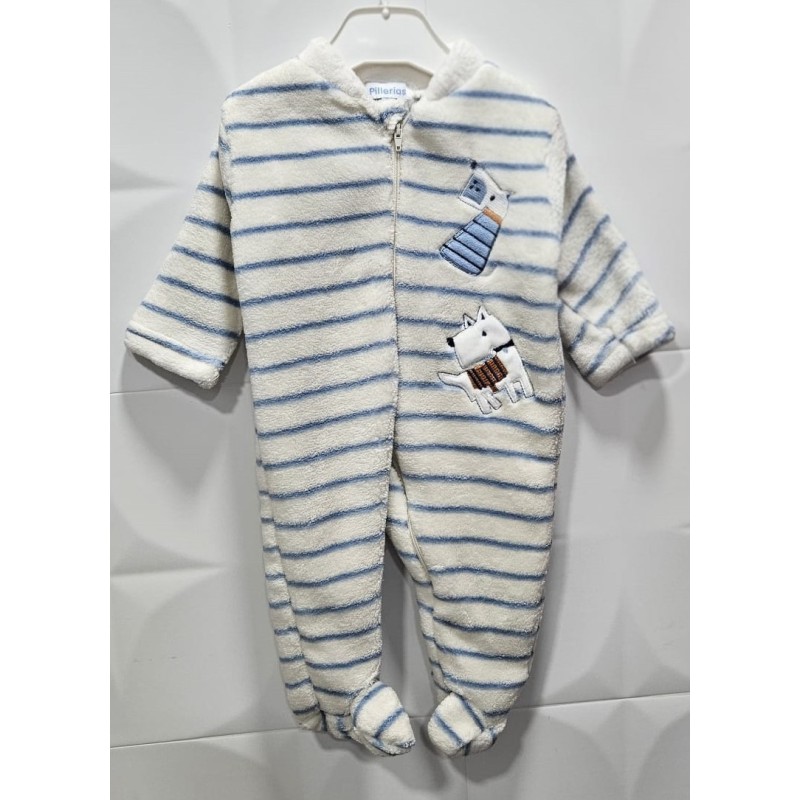 Pijama bata rayas celste