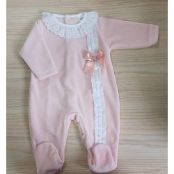 Pijama rosa encaje y lazo