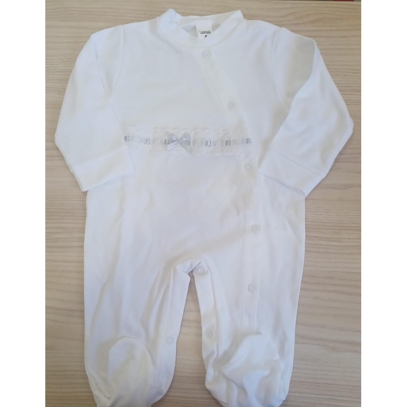 Pijama encaje y lazo gris