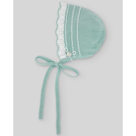 Capota punto conjunto "eido" verde 100 % algodón  Colección primavera-verano 2025 de la marca española Paz Rodriguez