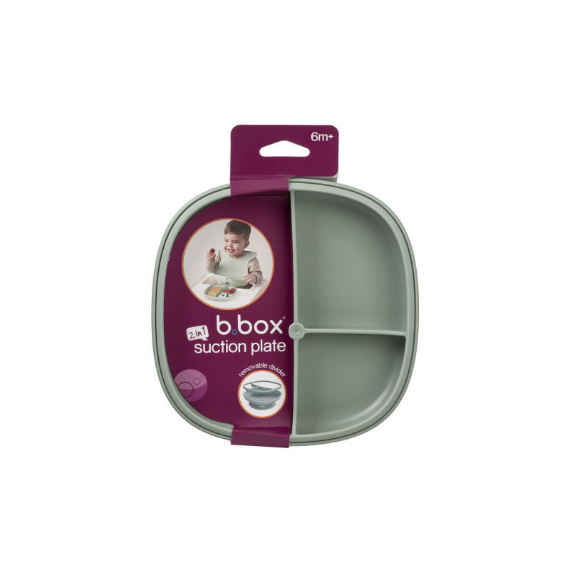 Plato 2 en 1 con ventosa y compartimentos extraíbles - Sage