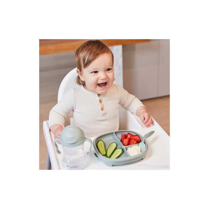 Plato 2 en 1 con ventosa y compartimentos extraíbles - Sage