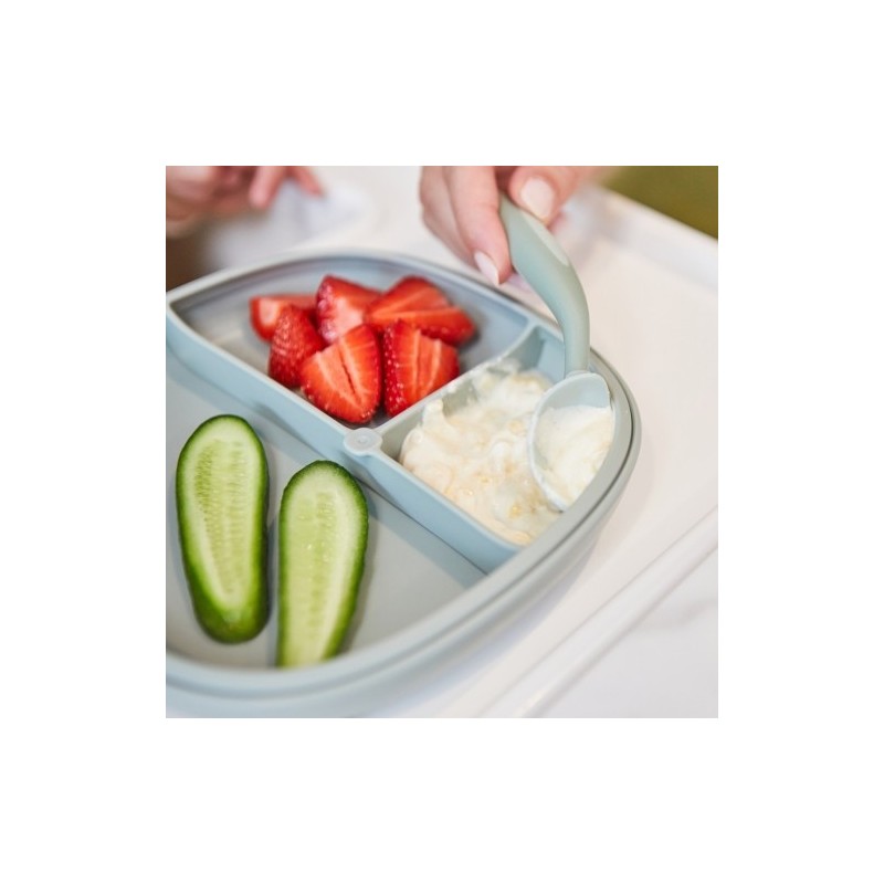 Plato 2 en 1 con ventosa y compartimentos extraíbles - Sage