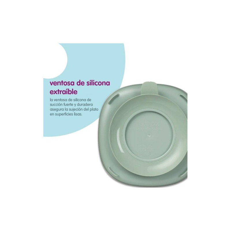 Plato 2 en 1 con ventosa y compartimentos extraíbles - Sage