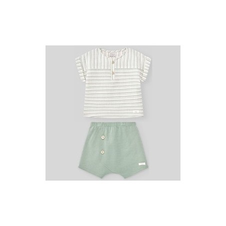 Pantalón corto niño verde menta  Colección primavera-verano 2025 de la marca española Paz Rodriguez