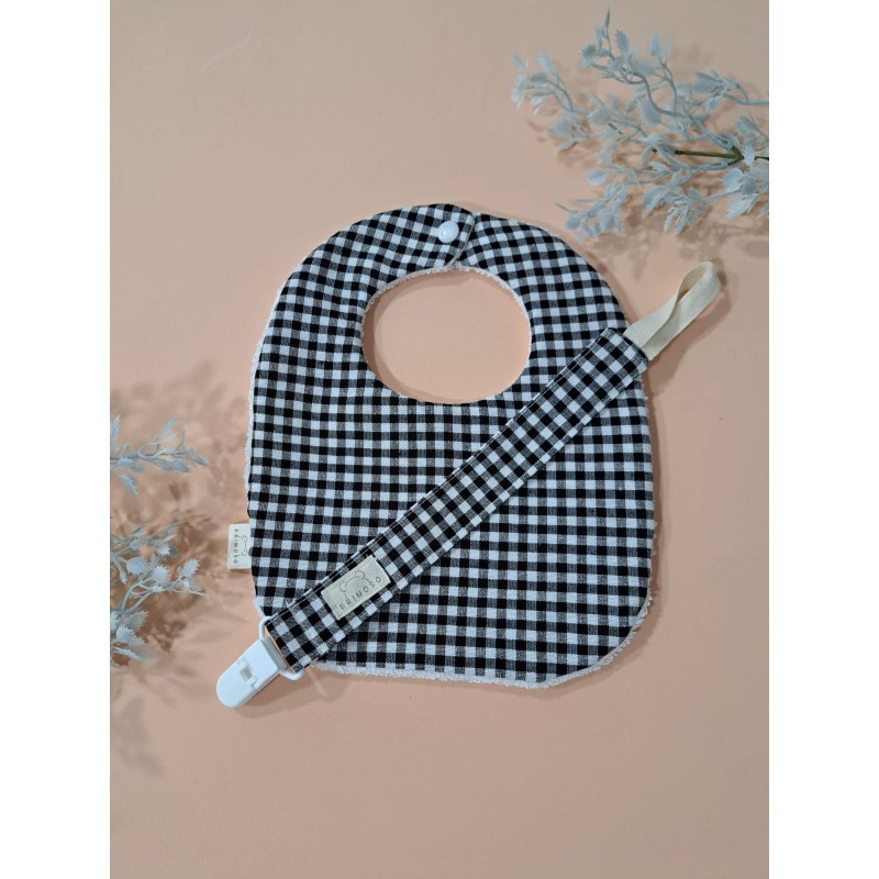 Babero mediano vichy negro