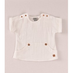 Blusa blanca botones madera Jose Varon