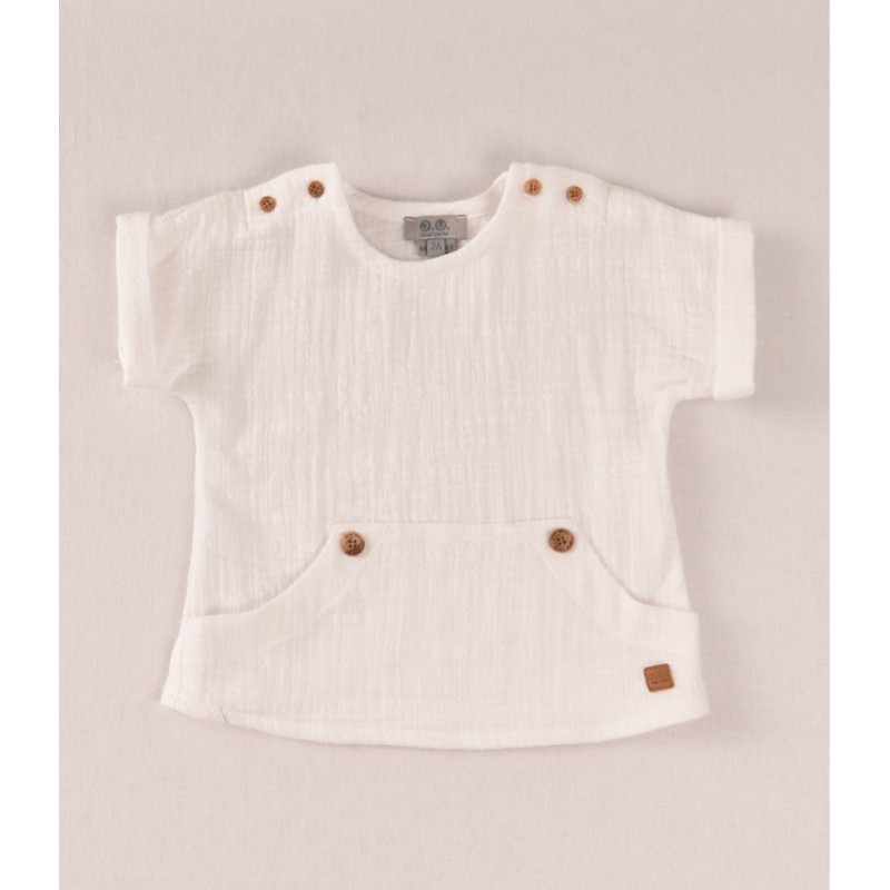 Blusa blanca botones madera Jose Varon