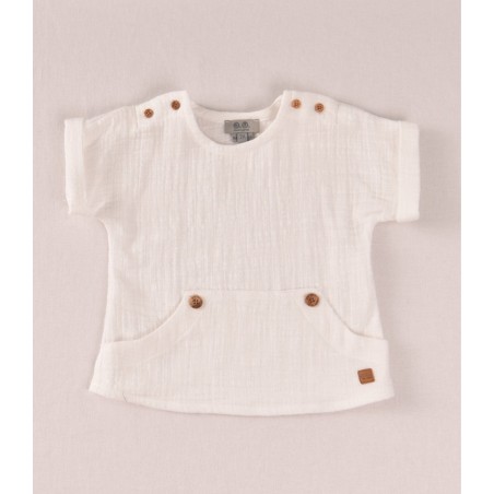 Blusa blanca botones madera Jose Varon