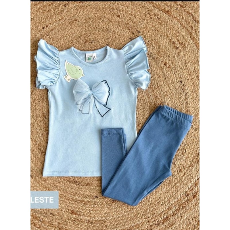 Conjunto Niña Lazo Tull Celeste