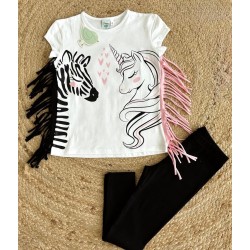 Conjunto niña unicornio-zebra