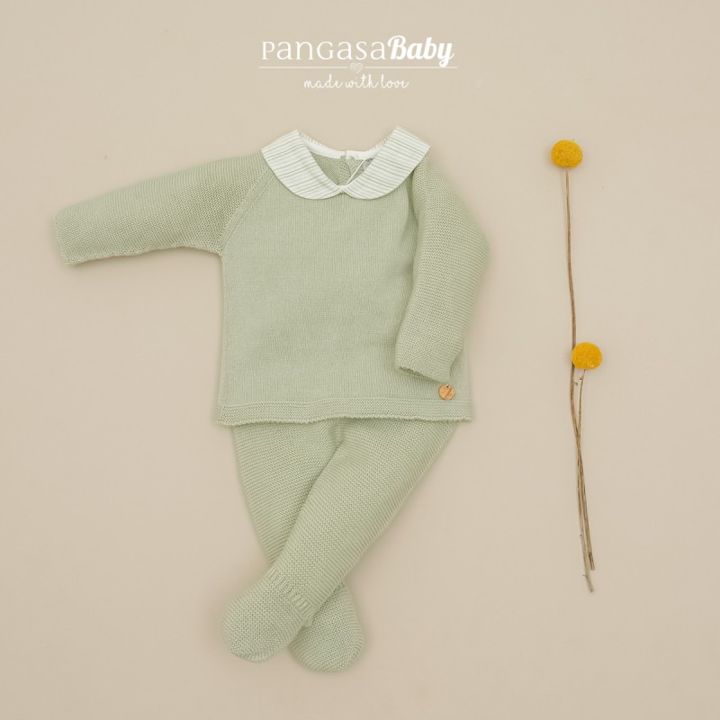 Conjunto con polaina cuello rayas Pangasa