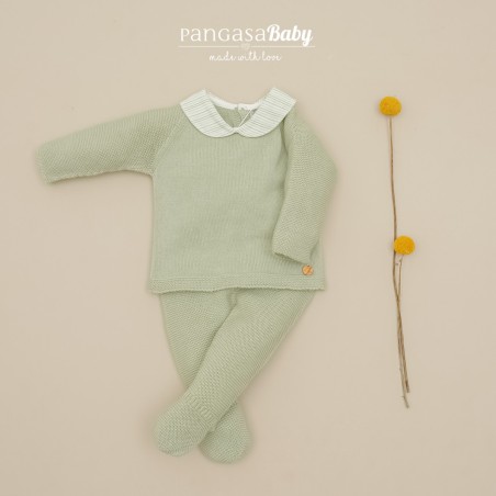 Conjunto con polaina cuello rayas Pangasa